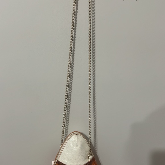 Betsey Johnson Do I Make You Corny? glittery candy corn shaped purse with chain. - Picture 11 of 16